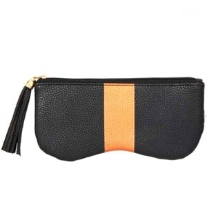 ZIGI & MARAIS Black Pouch with Gold Stripe and Fringe Tassle Zipper